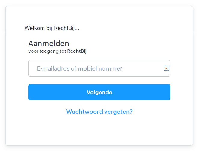 Inlogscherm RechtBij Portal